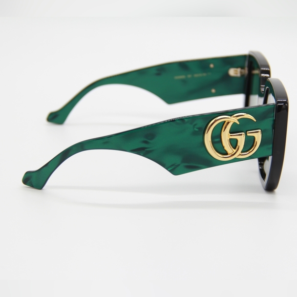 NEW GUCCI SUNGLASSES  GG0956S 001 WOMEN BLACK GREEN GUCCI EYEWEAR - Picture 8 of 13